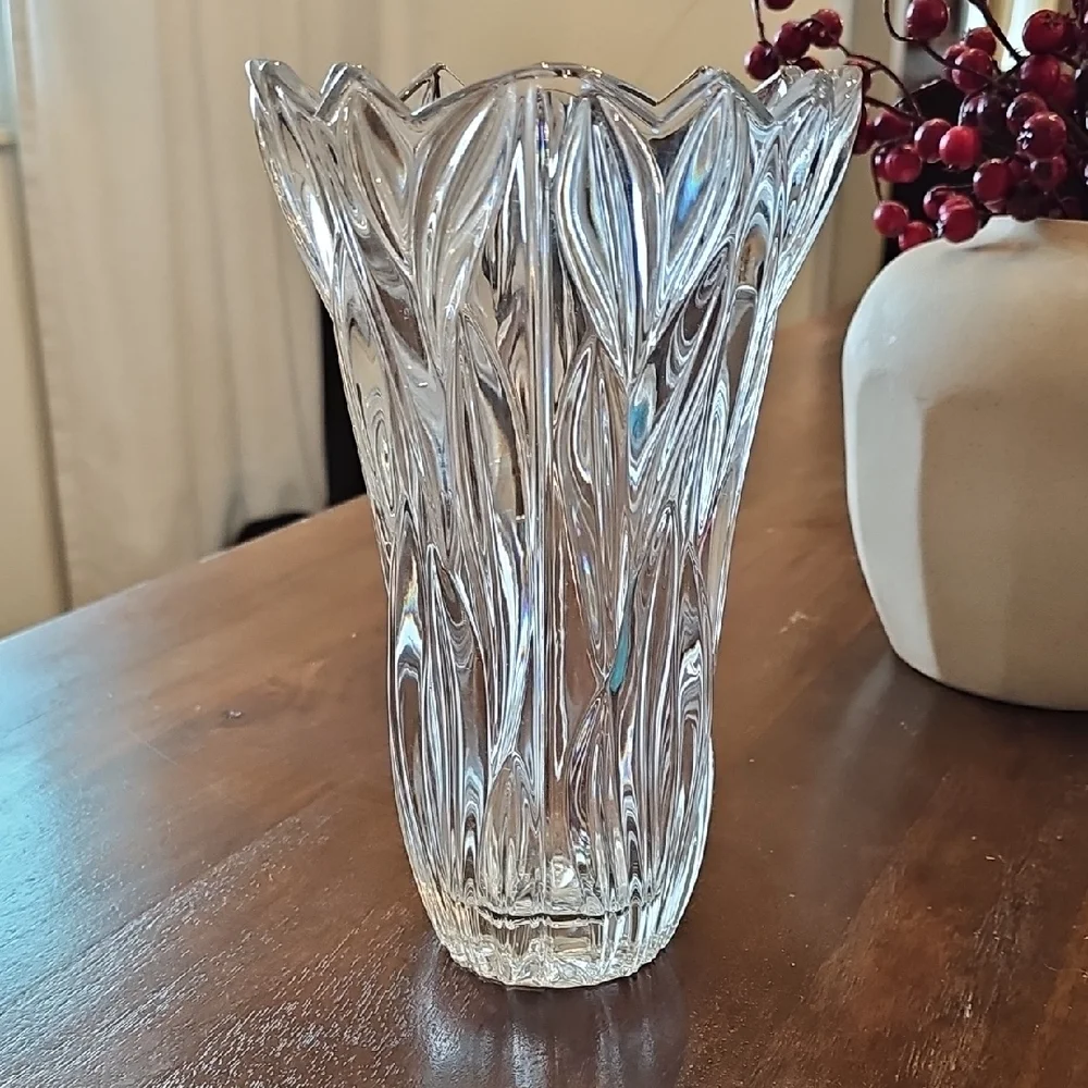 NWT Lead Crystal Flared Vase 10 Inches Tall Made In Poland - Picture 2 of 5